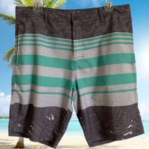 Gray, Teal and White Board Short